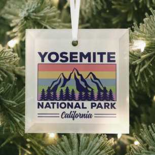 Ornement En Verre Yosemite National Park California Retro Randonnée