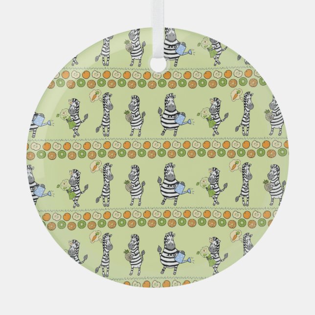 Ornement En Verre Zèbres et fruits Motif sans couture (Recto)