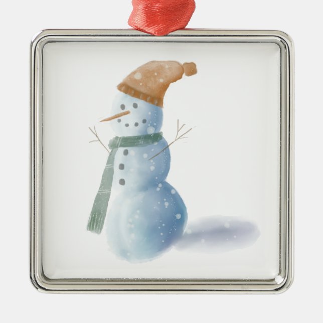 Ornement encadré en métal de Snowman (Devant)