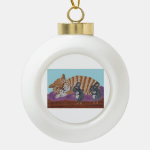 Ornement encadré flocon de neige Chat endormi & So