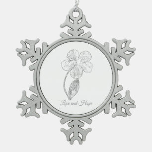 Ornement encadré flocon de neige Silver Tone Love 