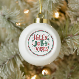 Ornement encadré Holly Jolly Noël Flocon de neige