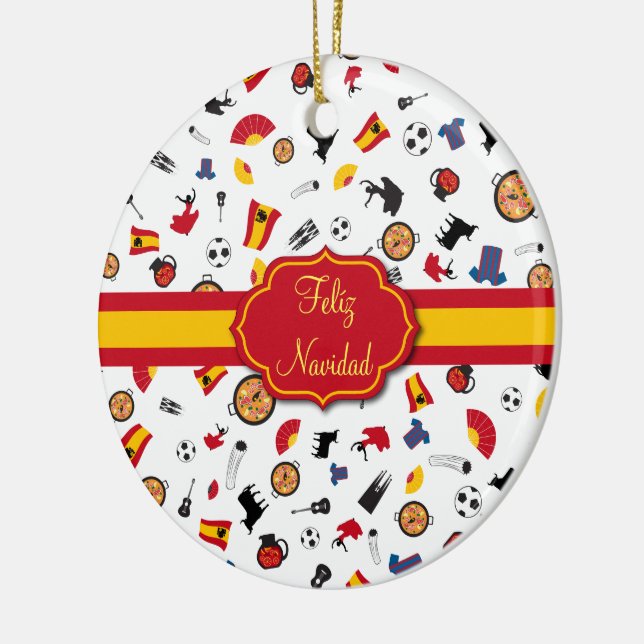 Ornement espagnol de Feliz Navidad de drapeau (Gauche)