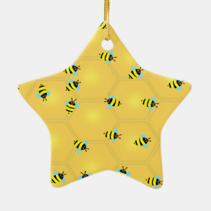 Ornement Étoile En Céramique Abeilles qui bourdonnent