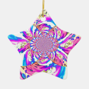 Ornement Étoile En Céramique Abstraite orchidée rose mandala rose rétro