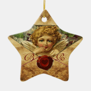Ornement Étoile En Céramique ANGEL HEART WAX SEAL PARCHMENT Star Monogramme