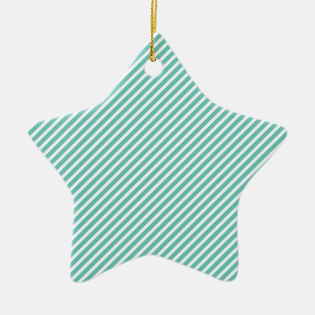 Ornement Étoile En Céramique Aqua Stripes (Devant)