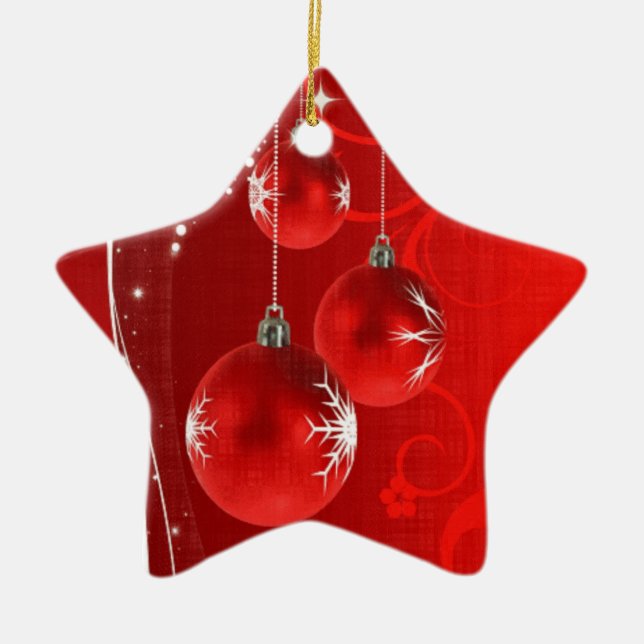 ORNEMENT ÉTOILE EN CÉRAMIQUE ARBRE DE NOËL PERSONNALISÉ (Devant)