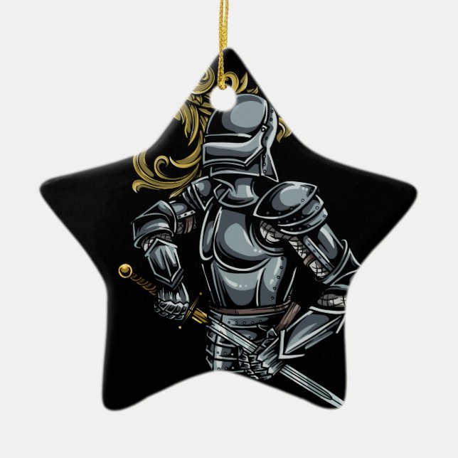 Ornement Étoile En Céramique Armure foncée de chevalier (Devant)