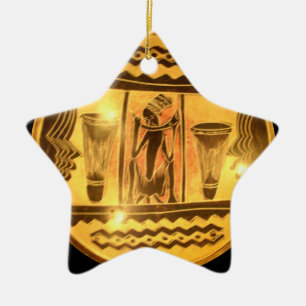 Ornement Étoile En Céramique Art Ethnique Africain d'or Imprimer