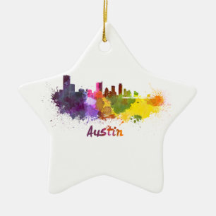 Ornement Étoile En Céramique Austin skyline in watercolor