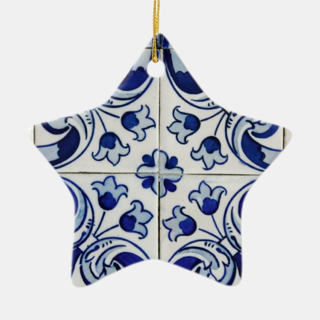 Ornement Étoile En Céramique Azulejo (Devant)
