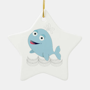 Ornement Étoile En Céramique Baleine bleue