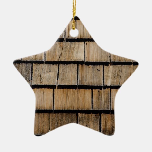 Ornement Étoile En Céramique Bardeau de bois (Devant)