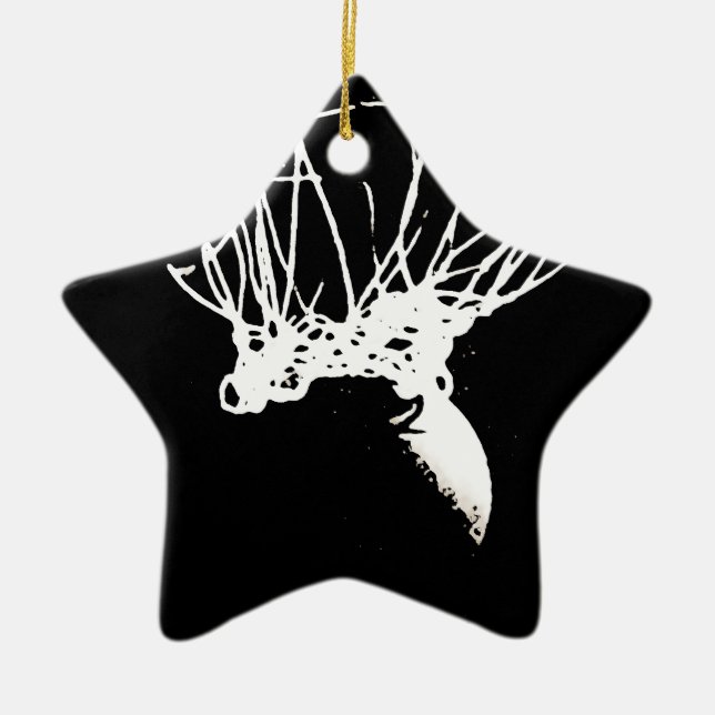 Ornement Étoile En Céramique Basket-ball Black White Pop Art (Devant)