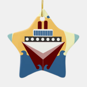 Ornement Étoile En Céramique Bateau de croisière Sunrise Double face Star Ornem