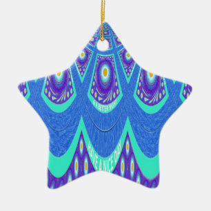 Ornement Étoile En Céramique Batik bleu