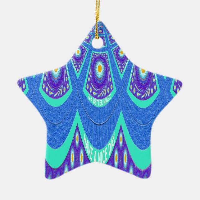 Ornement Étoile En Céramique Batik bleu (Devant)