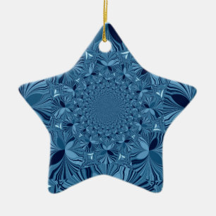 Ornement Étoile En Céramique Belle Belle Iridescente Blue Kaleidoscope Art