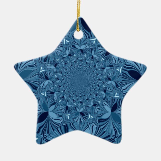 Ornement Étoile En Céramique Belle Belle Iridescente Blue Kaleidoscope Art (Devant)