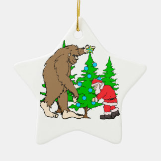 Ornement Étoile En Céramique Bigfoot et Noël de Père Noël