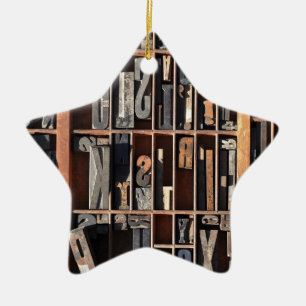 Ornement Étoile En Céramique Blocs vintages d'impression typographique