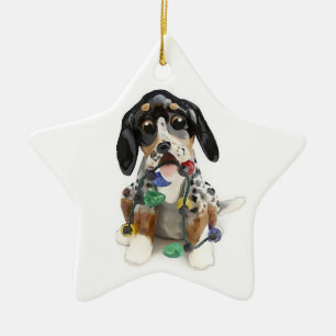 Ornement Étoile En Céramique Bluetick Coonhound