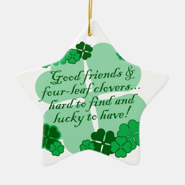 Ornement Étoile En Céramique Bons amis et shamrocks (Devant)