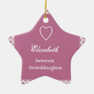 Ornement Étoile En Céramique Cadeau rose et blanc de Granddaugher le plus doux