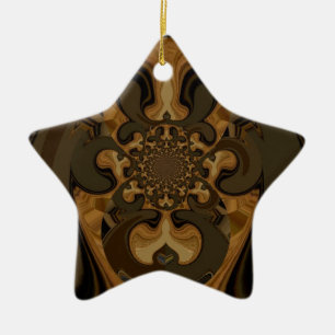 Ornement Étoile En Céramique Café Brown Flux Kaleidoscope Art Imprimer