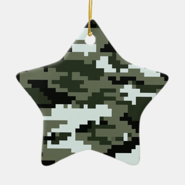 Ornement Étoile En Céramique Camouflage urbain numérique à 8 bits / Camo (Devant)