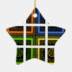 Ornement Étoile En Céramique Carré dans une boîte