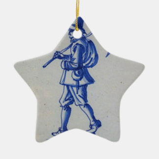 Ornement Étoile En Céramique Carreaux bleus Delft - Modèle