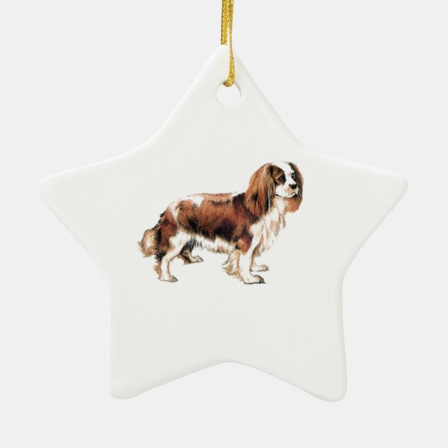 Ornement Étoile En Céramique Cavalier King Charles Spaniel (Dos)