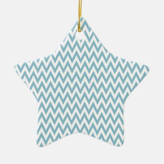 Ornement Étoile En Céramique Chevron bleu et blanc (Devant)