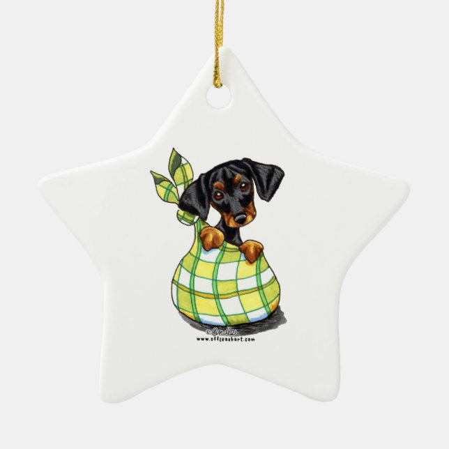 Ornement Étoile En Céramique Chiot de sac Doberman Pinscher (Devant)