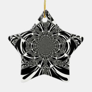 Ornement Étoile En Céramique Circulaire Zebra Kaleidoscope Art
