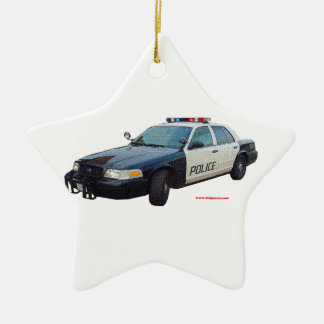 Ornement Étoile En Céramique Classic_Police_Voiture_Noir_Blanc