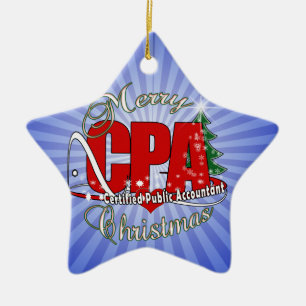 Ornement Étoile En Céramique Comptable public certifié CPA CHRISTMAS