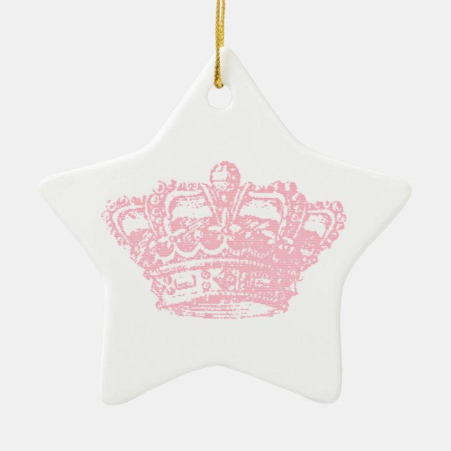 Ornement Étoile En Céramique Couronne rose (Devant)