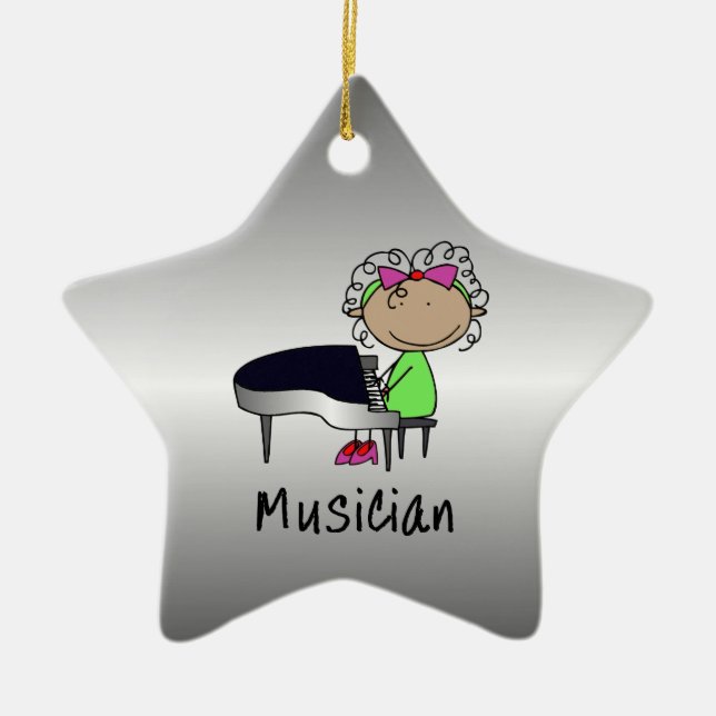 Ornement Étoile En Céramique Coutume femelle professionnelle de musicien de (Devant)