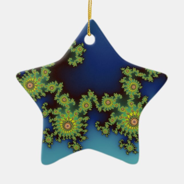 Ornement Étoile En Céramique Créature marine fractale de Noël (Devant)