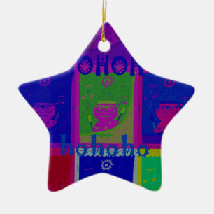 Ornement Étoile En Céramique Créez votre propre Père Noël HoHoho Pop Art spécia