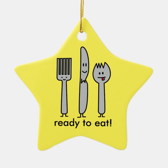 Ornement Étoile En Céramique Cuillère mignonne de Spork de couteau de (Devant)