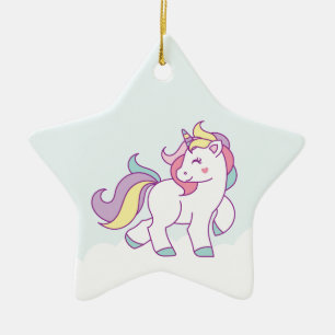 Ornement Étoile En Céramique Cute Magique Unicorn Pastel couleur personnalisée