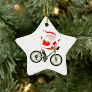 Ornement Étoile En Céramique Cycliste Vélo de Noël