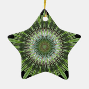 Ornement Étoile En Céramique Design Kaleidoscope noir