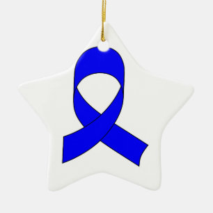 Ornement Étoile En Céramique Dessin de ruban bleu