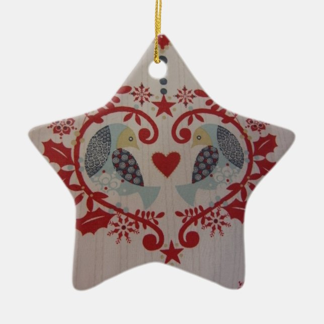 Ornement Étoile En Céramique Doves & Hearts — Pennsylvanie Dutch (Devant)