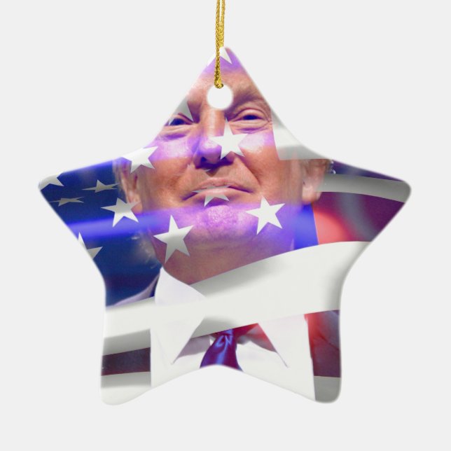 Ornement Étoile En Céramique drapeau américain donald trump (Devant)